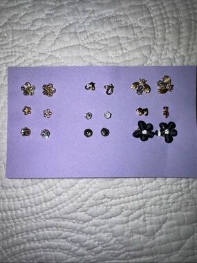 Assorted Women's Stud Earring Lot with Flower and Rhinestone Accents